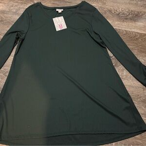 Lularoe Elizabeth solid Dark Green Long Sleeve Top new with tags med
